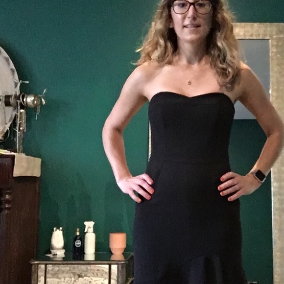 Halston Heritage Black Strapless Midi Dress - Picture 2 of 8